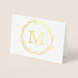 Gold Leaf Wreath Monogram Folienkarte