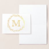 Gold Leaf Wreath Monogram Folienkarte (Anzeige)