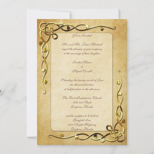 Gold Leafed Wedding Invitations Einladung (Vorderseite)