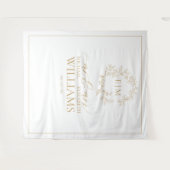 Gold Leafy Wappen Monogram Wedding Foto Wandteppich (Vorderseite (Horizontal))