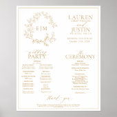 Gold Leafy Wappen Monogram Wedding Program Poster (Vorne)