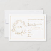 Gold Leafy Wappen Monogram Wedding RSVP Card Karte (Rückseite)