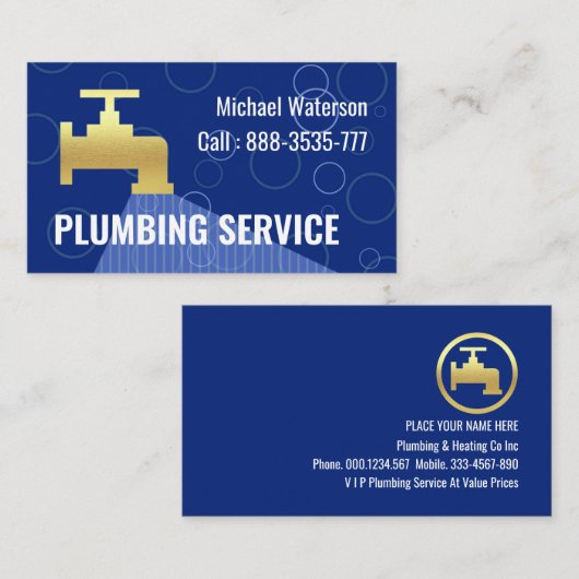 Gold Leaking Faucet Waterdrops Visitenkarte (Vorne/Hinten)