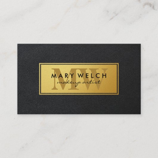 Gold | Leather Monogram | FÜHRUNGSKRAFT Terminkarte (Vorderseite)