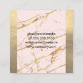 Gold Leather | Rosa Goldmarmor Abstrakt Quadratische Visitenkarte (Rückseite)