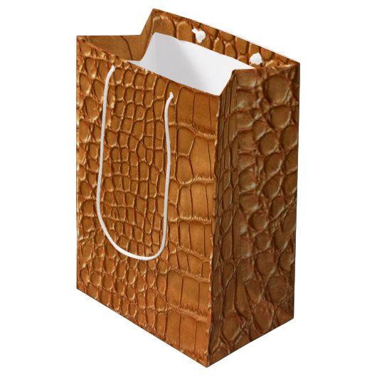 Gold leather texture luxury mittlere geschenktüte (Vorderseite Schrägansicht)