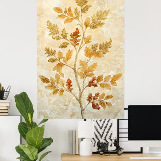 gold leaves blended with warmer tones poster