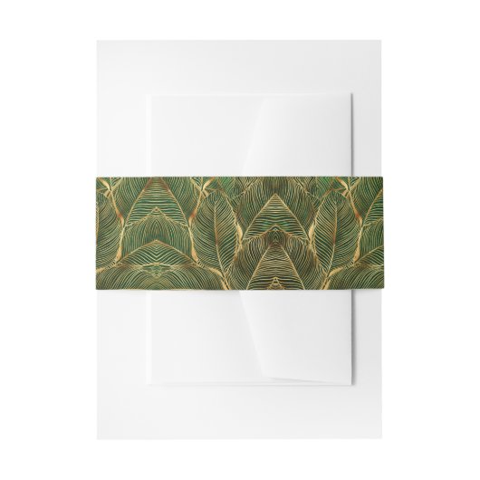 Gold Leaves Forest Green Elegant Pattern Einladungsbanderole (Vorderseite Beispiel)