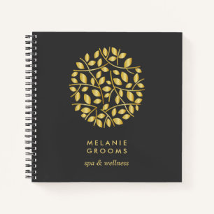 Gold Leaves Logo   Personalisiertes Monogramm Notizblock