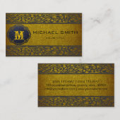 Gold Leder Black Damask Border Visitenkarte (Vorne/Hinten)