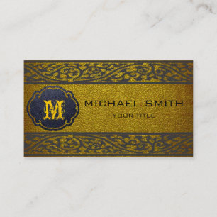 Gold Leder Black Damask Border Visitenkarte