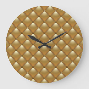 Gold-Lederpolsterung, Vintage-Sofa. Große Wanduhr