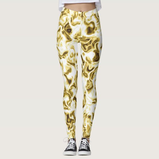 Gold Leggings Stilvolle Muster Leggings (Vorderseite)