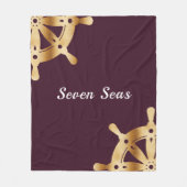 Gold Lenkräder Yachtboot Bordeaux Name Fleecedecke (Vorderseite)