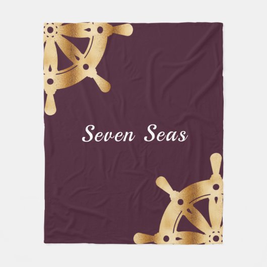 Gold Lenkräder Yachtboot Bordeaux Name Fleecedecke (Vorderseite)