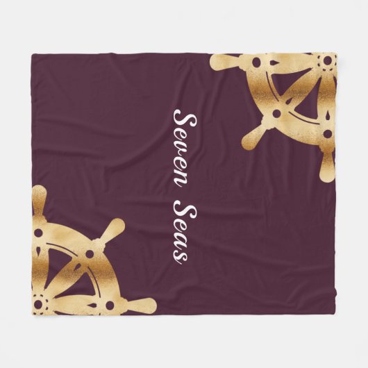 Gold Lenkräder Yachtboot Bordeaux Name Fleecedecke (Vorderseite (Horizontal))
