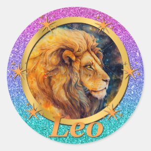 Gold Leo Zodiac Horoskop Motivierend Inspirierend Runder Aufkleber