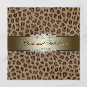 Gold Leopard 15. Geburtstagsparty Einladung