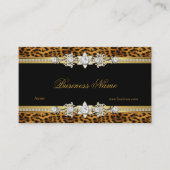 Gold Leopard Black Diamond Jewel Look Image Visitenkarte (Vorderseite)