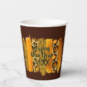 Gold & Leopard Brush Happy New Year 20xx Pappbecher (Vorderseite)
