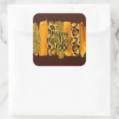 Gold & Leopard Brush Happy New Year 20xx Quadratischer Aufkleber (Tasche)
