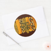 Gold & Leopard Brush Happy New Year 20xx Runder Aufkleber (Umschlag)