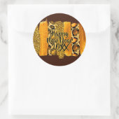 Gold & Leopard Brush Happy New Year 20xx Runder Aufkleber (Tasche)
