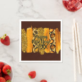 Gold & Leopard Brush Happy New Year 20xx Serviette (Beispiel)