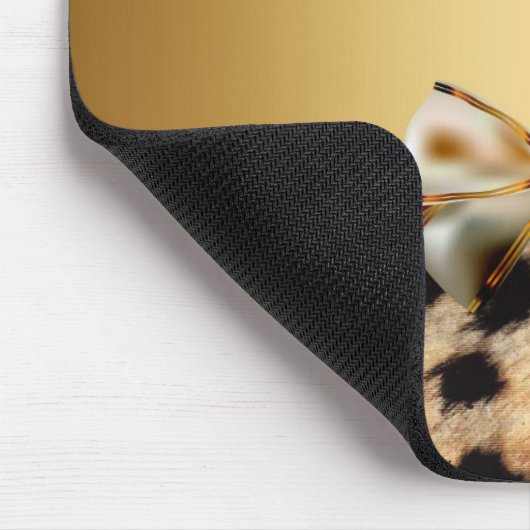 Gold Leopard Cheetah Animal Print Bow Maus Pad Mousepad (Ecke)