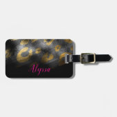 Gold Leopard Cheetah Exotic Print Black Shadows Gepäckanhänger (Vorderseite horizontal)