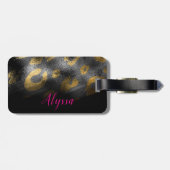 Gold Leopard Cheetah Exotic Print Black Shadows Gepäckanhänger (Rückseite horizontal)
