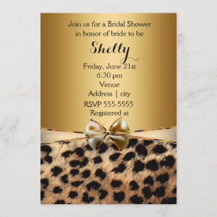 Gold Leopard Cheetah Print Bow Party Einladung