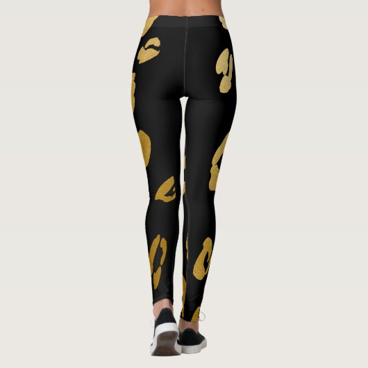 Gold Leopard Cheetah Wild Animal Print Chic Leggings (Rückseite)
