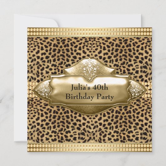 Gold Leopard Frauen Geburtstagsparty Einladung (Vorderseite)