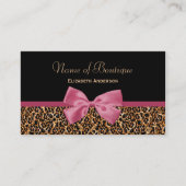 Gold Leopard Fur Chic Mauve Pink Bow Boutique Visitenkarte (Vorderseite)