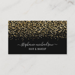 Gold Leopard Glitzer Beauty Salon Visitenkarte
