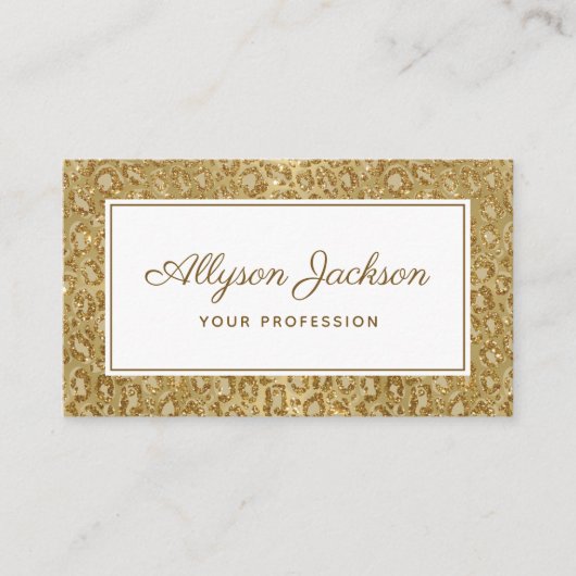 Gold Leopard Glitzer Business Card Visitenkarte (Vorderseite)