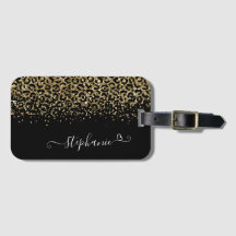 Gold Leopard Glitzer Monogram Black