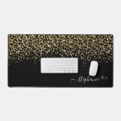 Gold Leopard Glitzer Monogram Black Schreibtischunterlage (Tastatur & Maus)