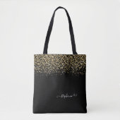 Gold Leopard Glitzer Monogram Black Tasche (Vorderseite)
