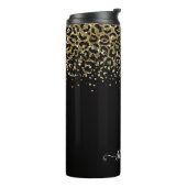 Gold Leopard Glitzer Monogram Black Thermosbecher (Nach links gedreht)