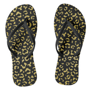 Gold Leopard, Gold Glitzer, Leopard Muster Badesandalen