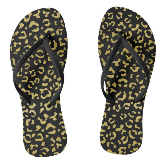 Gold Leopard, Gold Glitzer, Leopard Muster Badesandalen (Fußbett)