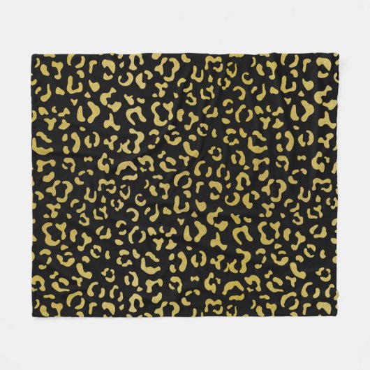 Gold Leopard, Gold Glitzer, Leopard Muster Fleecedecke (Vorderseite (Horizontal))