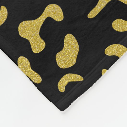 Gold Leopard, Gold Glitzer, Leopard Muster Fleecedecke (Ecke)