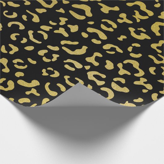 Gold Leopard, Gold Glitzer, Leopard Muster Geschenkpapier (Ecke)