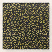 Gold Leopard, Gold Glitzer, Leopard Muster Glasuntersetzer (Vorderseite)