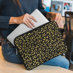 Gold Leopard, Gold Glitzer, Leopard Muster Laptopschutzhülle