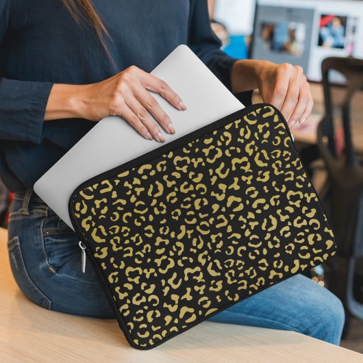 Gold Leopard, Gold Glitzer, Leopard Muster Laptopschutzhülle