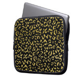 Gold Leopard, Gold Glitzer, Leopard Muster Laptopschutzhülle (Vorderseite Links)